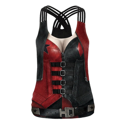 Zawaland Cosplay Costume Clown Women Printing Halloween Dress Up Matching Set Jumpsuits Carnival Party Dress Leggings Bodysuit