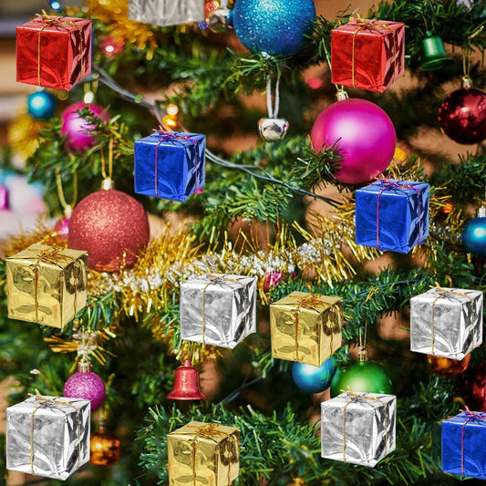 Large/ Small Xmas Foam Gifts Boxes Christmas Ornaments Colorred Christmas Tree Hanging Pendants For Navidad Party Decorations