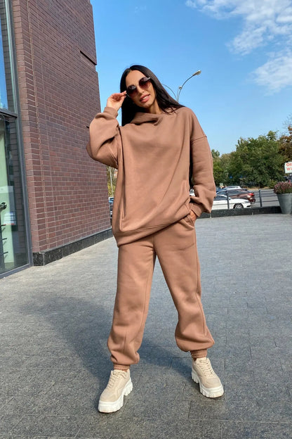 autumn tracksuit outfit set Women Two Piece Set hoodies Hooked Leisure Wide Leg Long Pants Sets Slim Fit Office Ladies Autumn