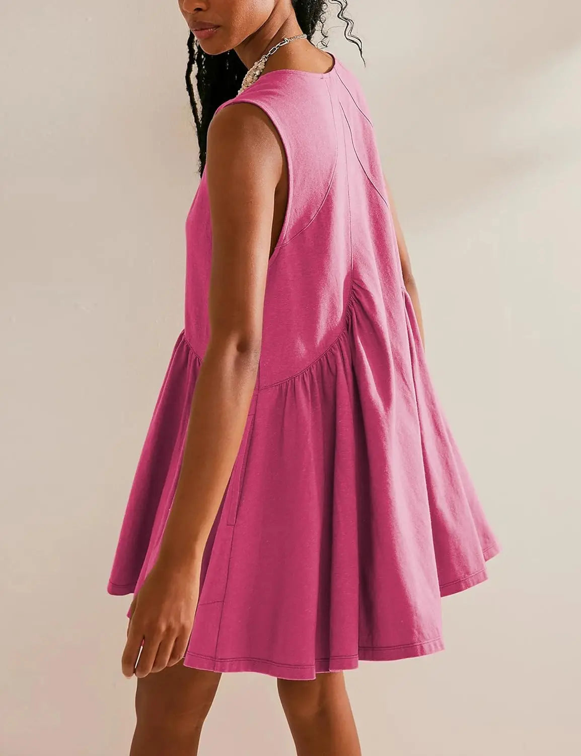 Womens Summer Sleeveless Mini Dress Casual Loose V Neck Sundress with Pockets 2025