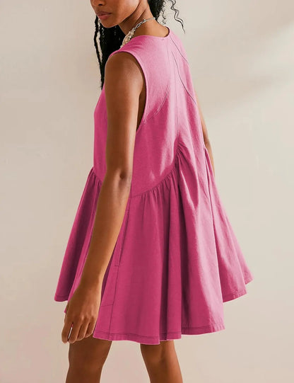 Womens Summer Sleeveless Mini Dress Casual Loose V Neck Sundress with Pockets 2025