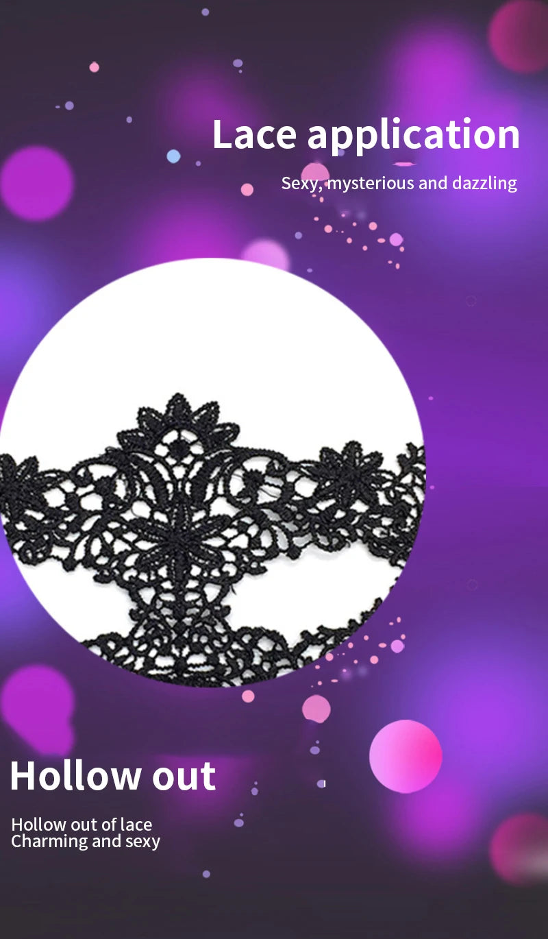 EtherealBe women's black lace masquerade mask featuring intricate lace application for a sexy look