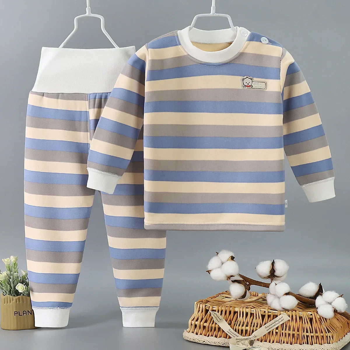 Thicken Warm Plush Children Sets Kids Clothes Boy Girl Underwear Suits Autumn Winter Children Clothinng Tops Hight Waist Pants