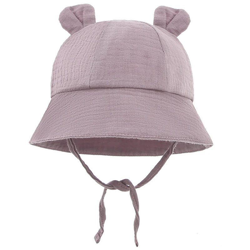 Spring Autumn Solid Color Soft Baby Bucket Hat Cotton Fisherman Hats Kids Summer Toddler Boy Girls Panama Sun Cap Children 0-12M