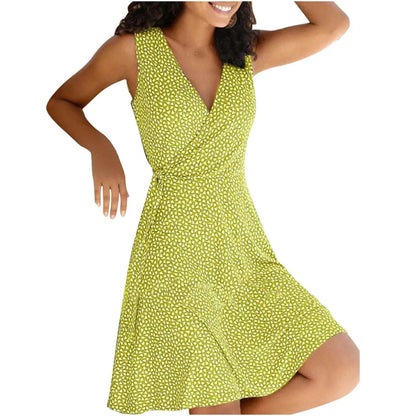 dresses for women 2024 casual plus size Women's Floral Wrap V Neck Midi Dress A Line Swing Cap Sleeve Midi vestidos de fiesta