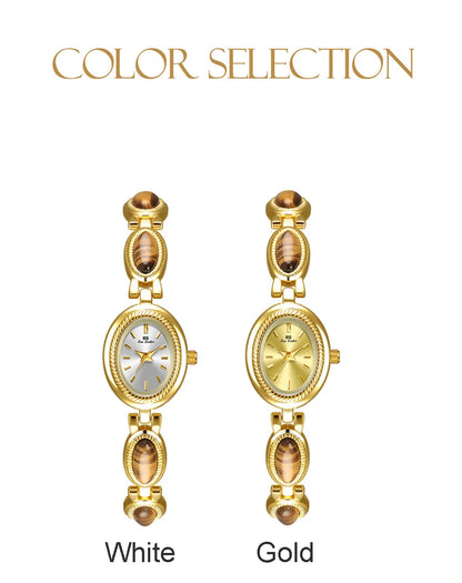 Luxury Golden Vintage Watch Women Elegant Amber Jewelry Quartz Wristwatch New In Women's Watches Fashion Bracelet Gold Watch