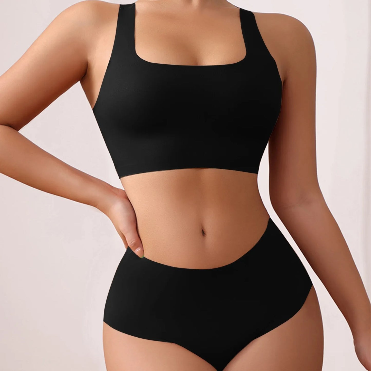 Vest Style Women's Underwear Set Large Size Sports No Underwire Upper Bracket Gathering Removable Pad Women's Medium Briefs Men
