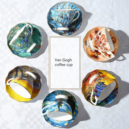 The New Van Gogh Art Painting Coffee Mugs The Starry Night Sunflowers The Sower Irises Saint-Remy Coffee Tea Set