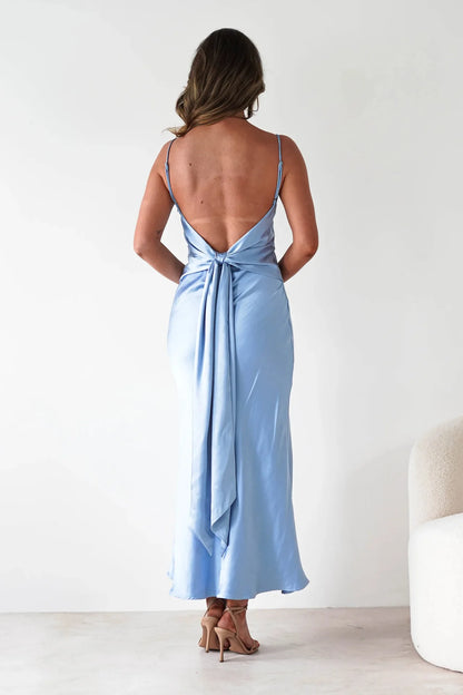 EtherealBe Sexy Satin Halter Dress in Olive Green