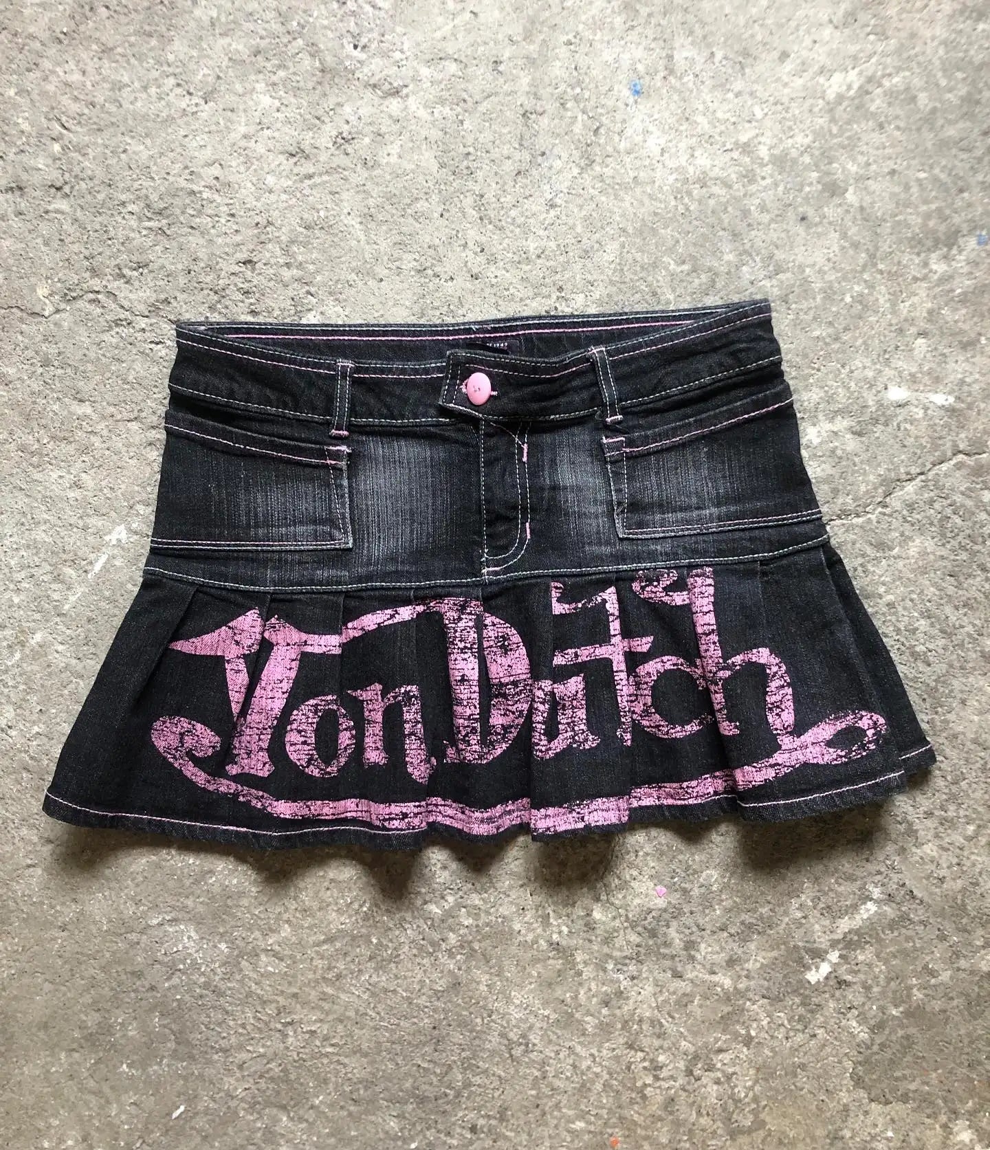 American Retro Letters Low Waist Slim Mini A Word Denim Skirt Women's Y2K New Harajuku Goth Sexy Spice Girls Fashion Street Wear
