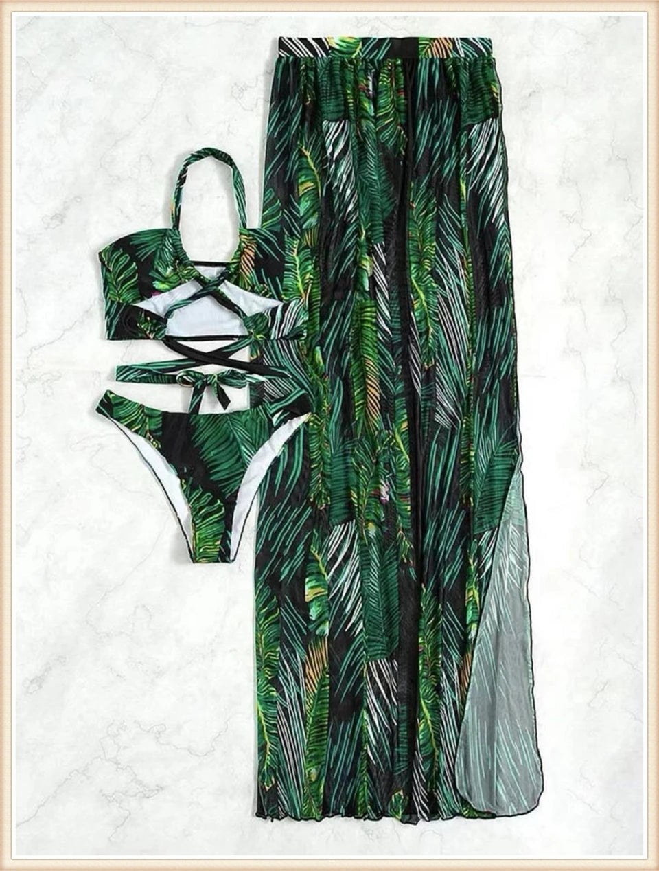 3 Pieces Tie Dye Cross Bikini 2025 Women Sexy Halter Swimsuit & Cover Up Pants Swimwear Bathers Bathing Swimming Suit Beachwear