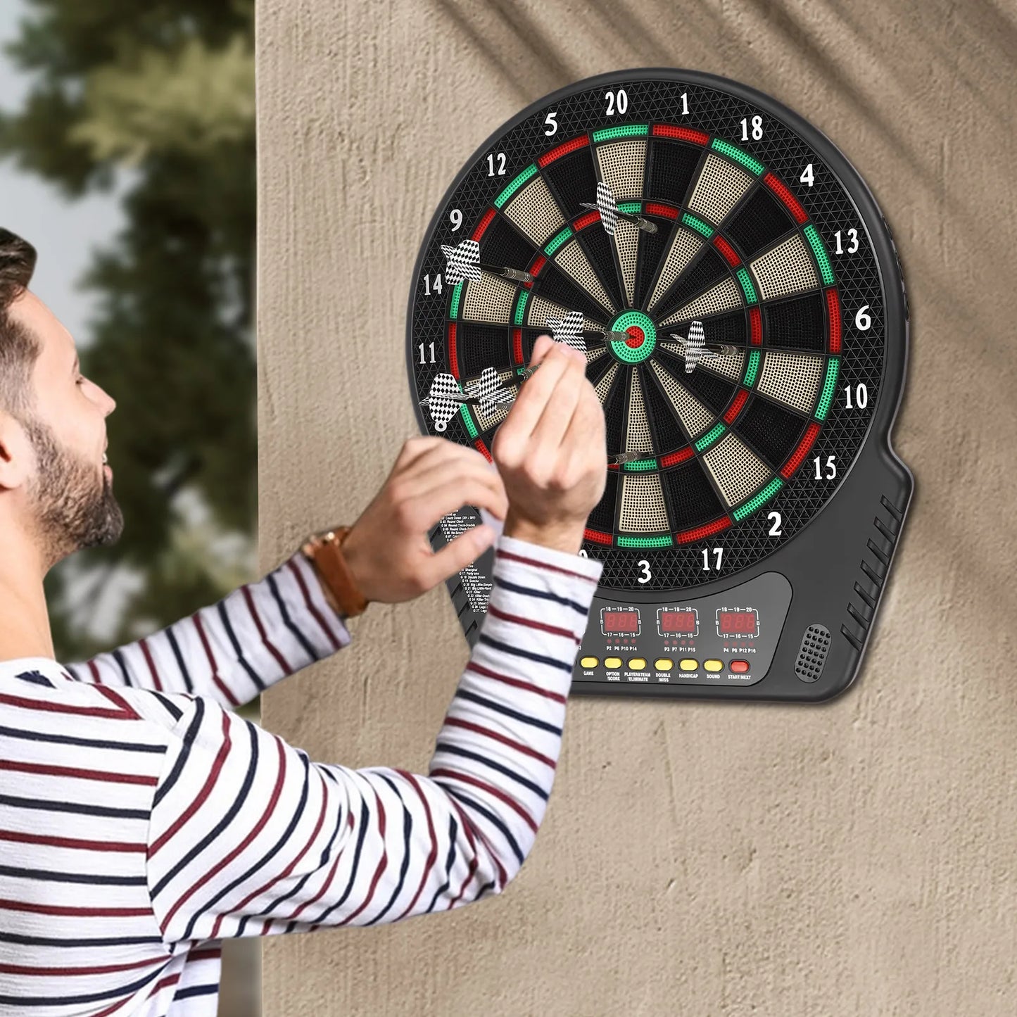 17"LX20" Electronic Dartboard with 27 Games, Cricket Scoring and 6 Darts for Adults Kids
