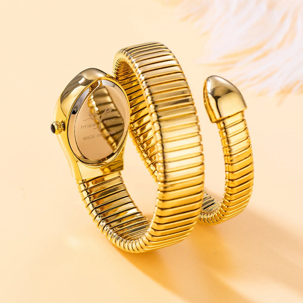 Top Brand MISSFOX Women's Watches New Quartz Snake Shape Simple Ladies Watch Fashion Unique Strap Waterproof Wristwatches