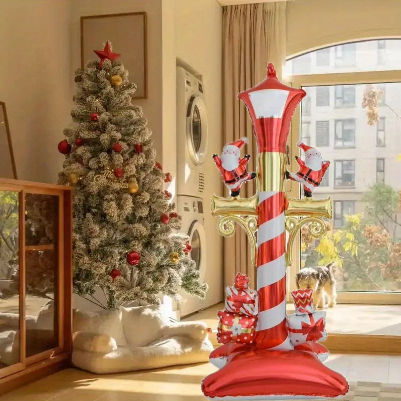 Christmas Foil Balloon New Year Snowman Santa Claus Standing Street Lamp Balloon for Kids Party Gift Home Decorats Supplies