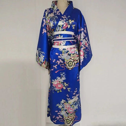 Cosplay Costume Traditional Japanese Kimono Japanese Style Printed Floral Sakura Girl Kimono Dress Elegance Asian