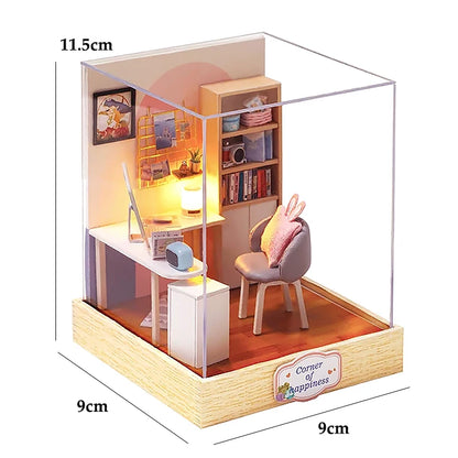 Handmade Wooden Miniature Doll House Kit 3D Puzzle Assembled Building Model Kit With LED Light DollHouses Toy For Christmas Gift