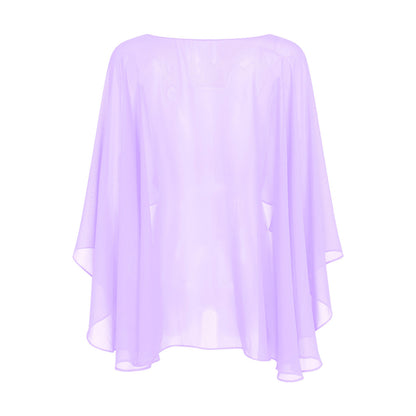 Women Chiffon Solid Pullover Capes Shawl Hi-low Hem Thin Soft Shrug Ponchos for Wedding Bridal Bridesmaid Evening Party Dress