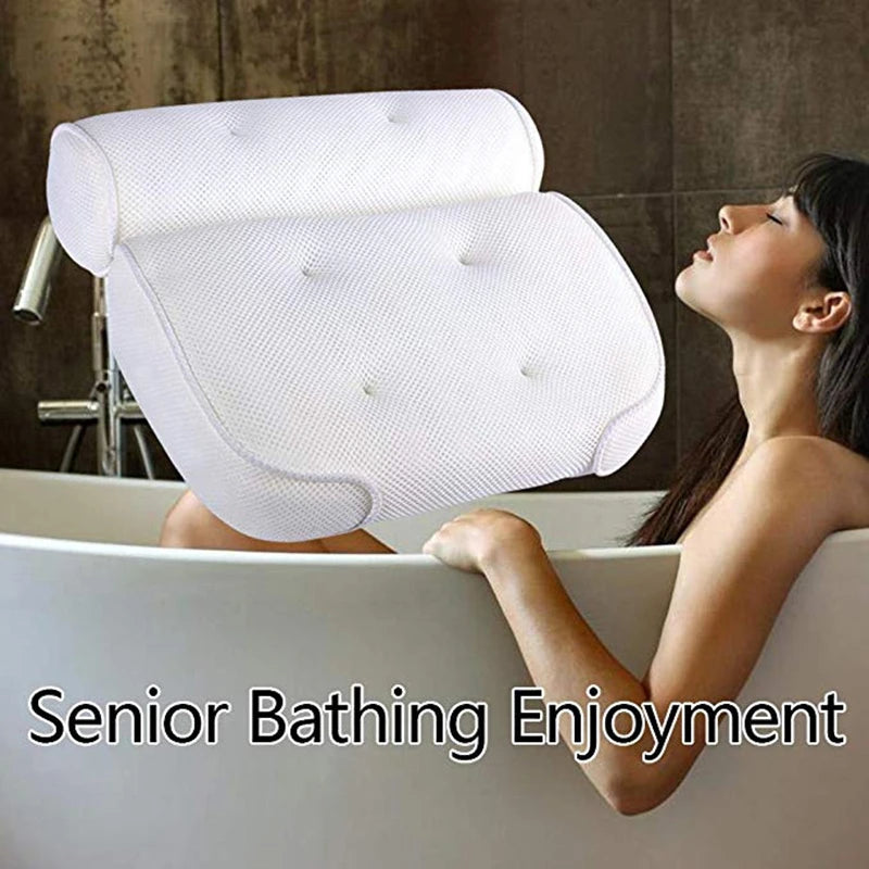SPA Bath Pillow with Suction Cups Neck Back Support Thickened Bath Pillow for Home Spa Tub Bathroom