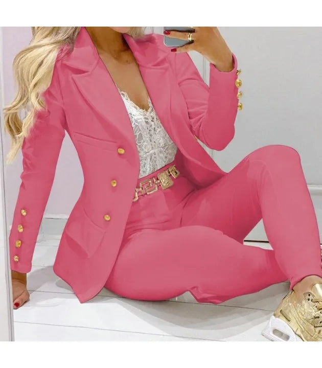 Women's Autumn Clothes Two Piece Set Female Coats and Pants Fashion Versatile Casual Long Sleeve Jacket and Trousers Suit 2023