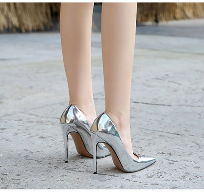 Silver EtherealBe fashion career heels for women with elegant pointed toes and high stiletto heels