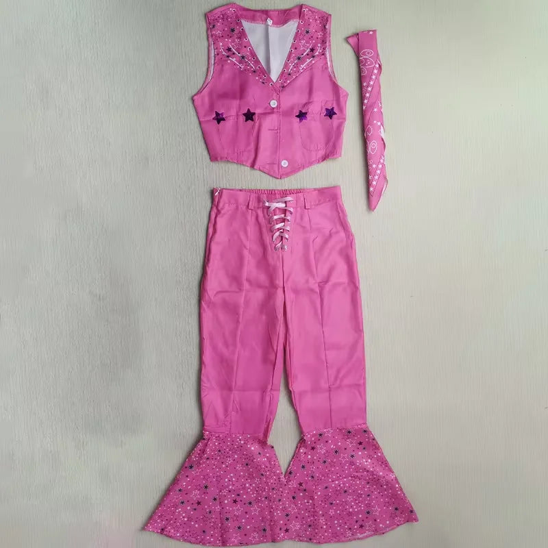 Women Princess Cosplay Costume Pink outfits Suit  Disguise Bar Bi Pink Suit Scarf Hat for Comic Con Halloween