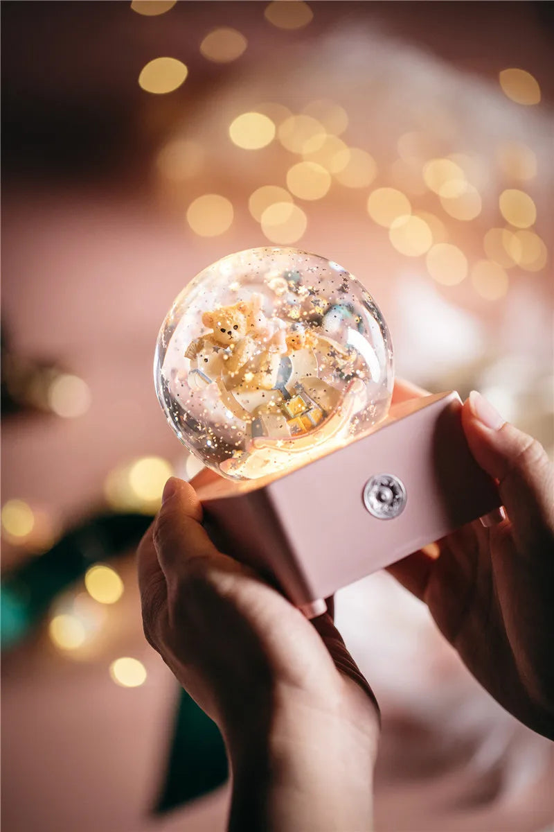 Unicorn Crystal Ball Music Box Snow Globe Night Lamp Birthday Gift for Girls Children Christmas Gift Music Crafts with Snowflake
