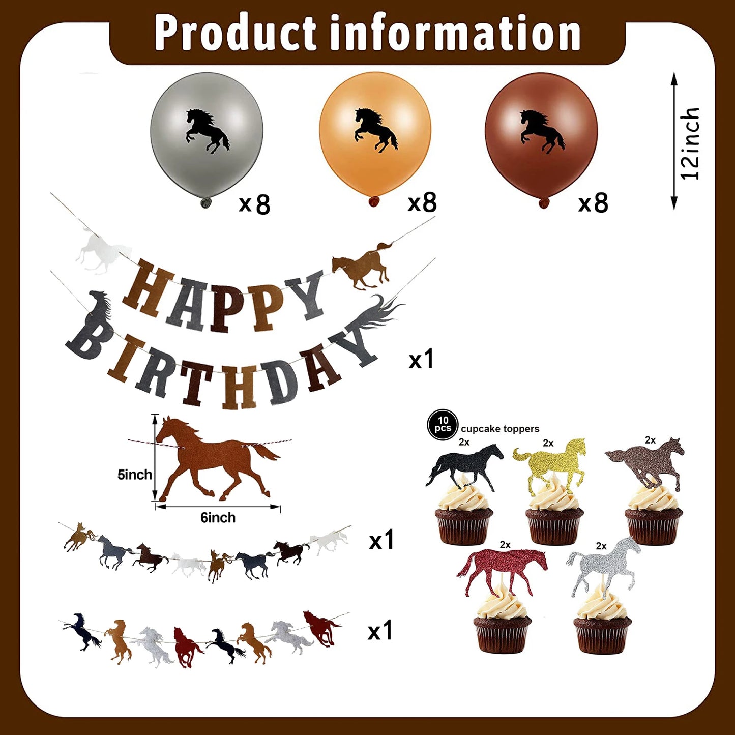 Horse Pony Disposable Tableware Set Birthday Party Supplies Plates Cups Napkins and Decorations