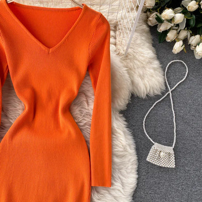 Autumn Winter Sexy High Split Sweater Dress Women Full Sleeve Basic Slim Elastic Bodycon Long Dress Party Vestidos