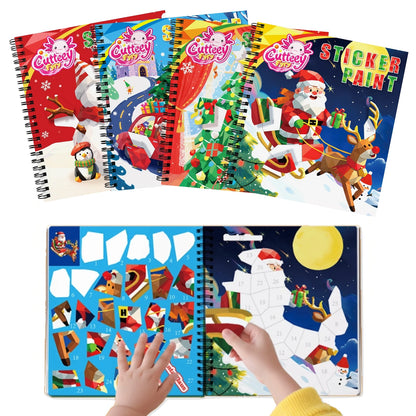 1PCS Stickers Paint Book For Grils Christmas Gift Christmas Tree Snowman Stickers By Number For Outgoing Travel Kids Stationery