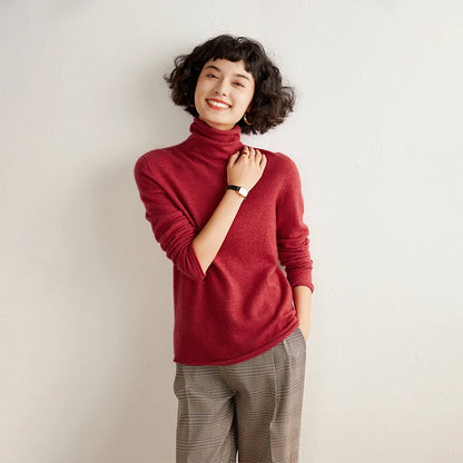 New Women's Cashmere Sweater 100% Pure Cashmere Knitted High Collar Hoodie Hot Selling Soft Solid Color Women's Top