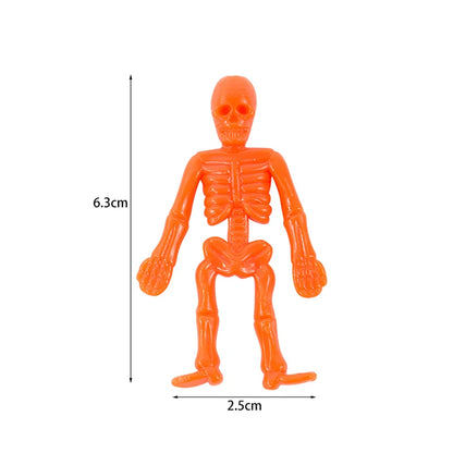 16Pcs Halloween Stretchable Skeleton Man Kids Party Favors TPR Soft Rubber Zombie Horror Doll Stress Relief Toy Halloween Gifts