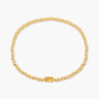 Minimalist style twelve month birthstone women's bracelet, stainless steel, electroplated 18K gold color protection