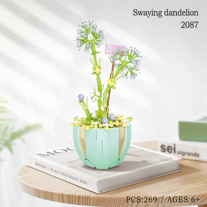Building Blocks Set Orchid Flowers Bouquet Flower Blocks Bonsai Plant Model Bricks DIY Home Decoration Toys Kids Chirstmas Gifts