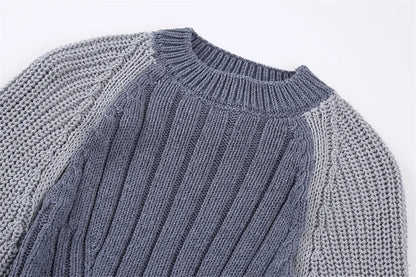 Fashionable Backless Knot Design Knitted Top Women's Autumn Wear Versatile Street Style round Neck Long Sleeve Polyester