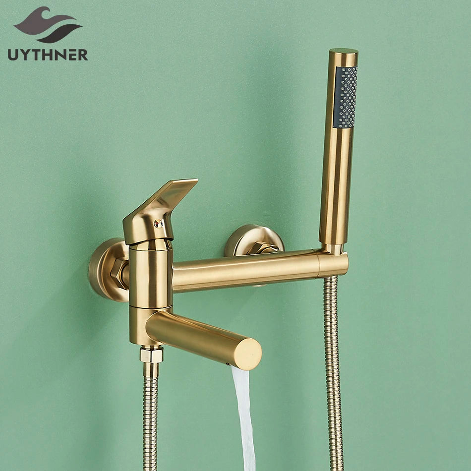Uythner Bathtub Faucet With Hand Sprayer Shower Faucet Wall Mount Hot Cold Water Mixer For Bathroom Bath Shower Set System
