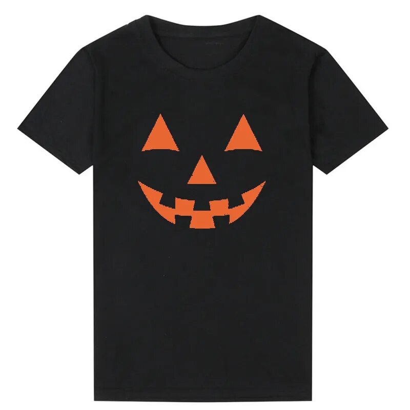 Funny Pumpkin Face Women T Shirts Orange Halloween T-shirt Causal Streetwear Fall Witch Graphic Tee Women's Clothes Festival Top