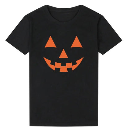 Funny Pumpkin Face Women T Shirts Orange Halloween T-shirt Causal Streetwear Fall Witch Graphic Tee Women's Clothes Festival Top