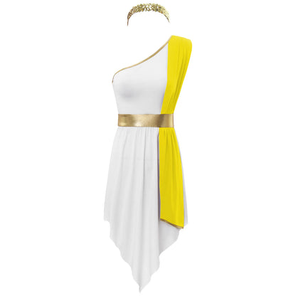 Women Ancient Roman Greek Role Play Toga Senator Caesar Costume Athenian Princess Empress Dress Robe for Halloween Cosplay Party