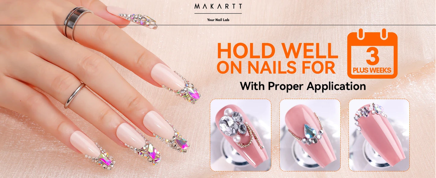 Makartt Nail Rhinestone Glue Gel, Upgrade Gel Nail Glue with Brush Pen Tip Super Strong Adhesive Precise for Nail Charms Crystal
