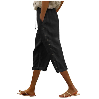Fashion Casual Summer Capris Women'S High Waisted Short Pants Black White Slim Fit Trousers Street Sports White Black Pants