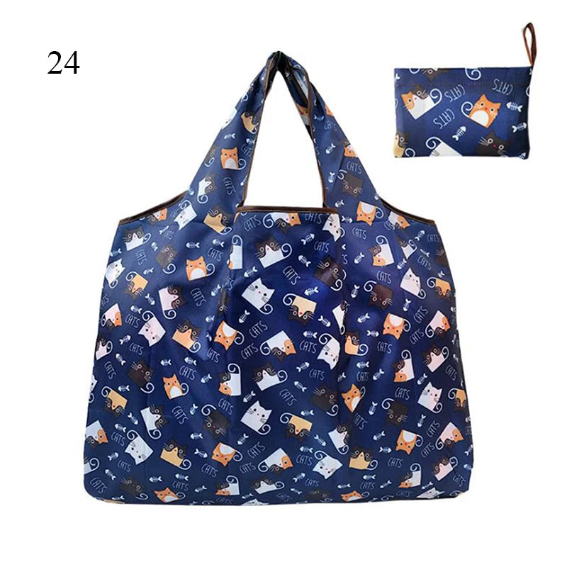 Foldable Large Shopping Storage Bags For Groceries Recyclable Grocery Tote Pouch Eco-Friendly Heavy Duty Washable Shopper Bag