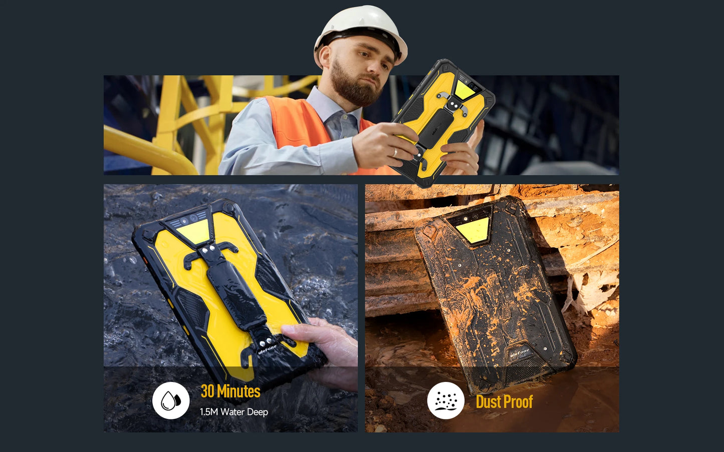 Ulefone Armor Pad 2 Rugged Tablet, 11" 2K, 18600 mAh ,IP68/IP69K Android 13 NFC GPS 4G Tablet Up to16GB +256GB LED Camping light