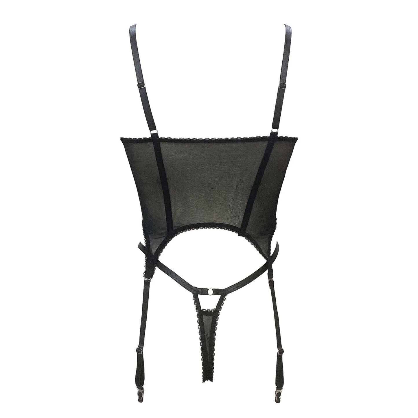 Lingeries Sexys Bodysuit For Women Flower Embroidery Bra Two Piece Set With Steel Ring Fish Bone Sexy Strap Vintage Garter Clips