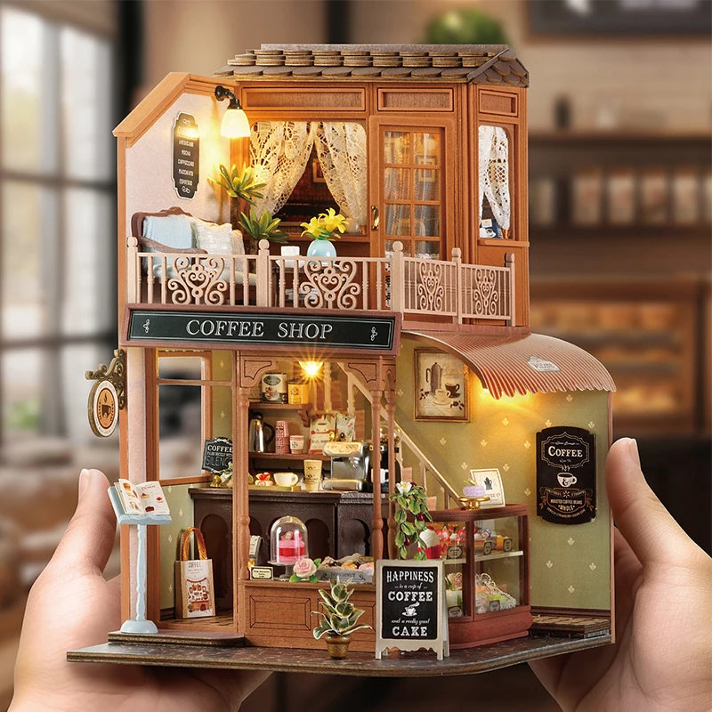 Handmade Wooden Miniature Doll House Kit 3D Puzzle Assembled Building Model Kit With LED Light DollHouses Toy For Christmas Gift