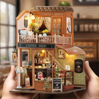 Handmade Wooden Miniature Doll House Kit 3D Puzzle Assembled Building Model Kit With LED Light DollHouses Toy For Christmas Gift