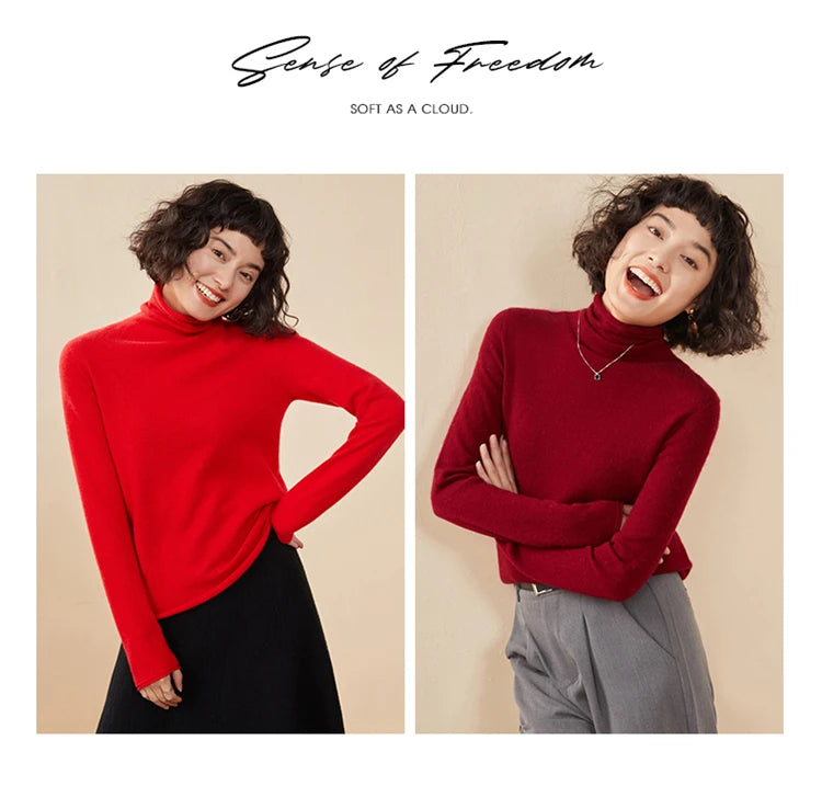 New Women's Cashmere Sweater 100% Pure Cashmere Knitted High Collar Hoodie Hot Selling Soft Solid Color Women's Top
