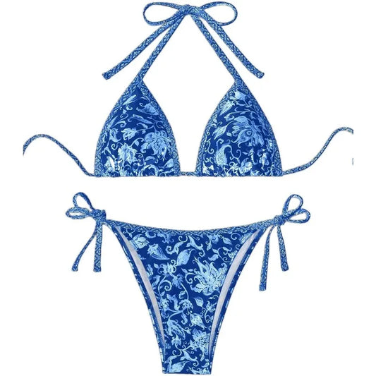 2026 New Halter String Triangle Two Piece Bikini Women Swimwear Female Swimsuit Bathers Bathing Swimming Suit Beachwear Summer