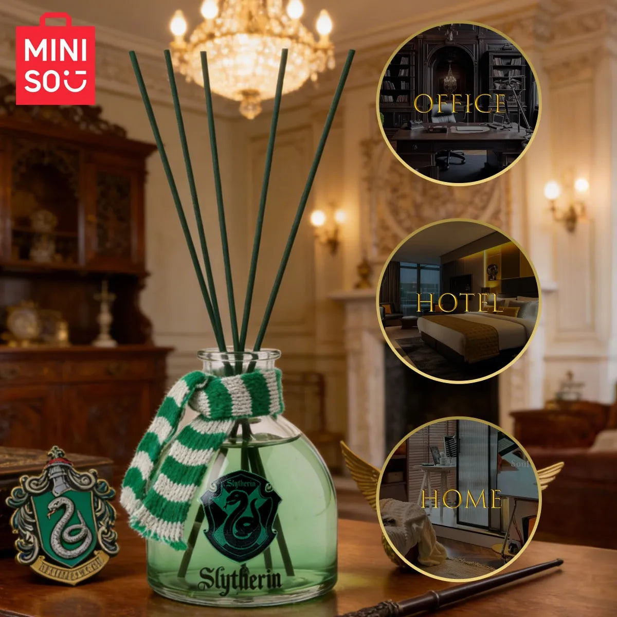 MINISO Harry Potter Series Magic Academy Flameless Aromatherapy with Reed Diffuser Stick Home Date Air Freshener