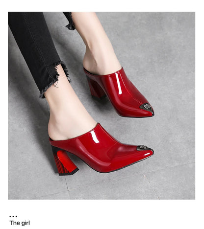 Sandalias Summer 2022 New Women Slipper High Heel Sandal Shoes Ladies High Quality PU Leather Slides Pumps Women