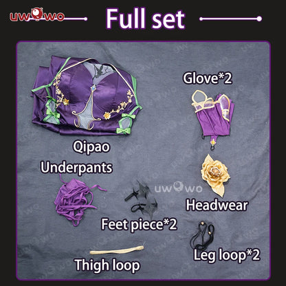 IN STOCK UWOWO C.C. Cosplay Codee Geasss: C.C. CC Purple Cheongsam Cosplay Costume Purple Dress Halloween Costume